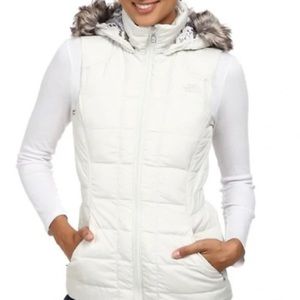 Like new gently worn North Face Gotham Vest with Faux Fur Hood